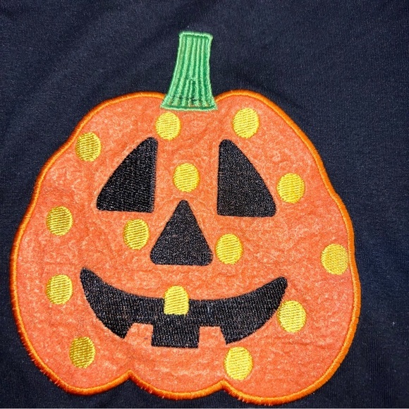CUTE 🥰 long sleeve little girl’s halloween top with 🎃 pumpkin appliqué’ - Picture 4 of 5